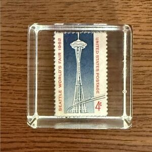 Seattle World's Fair 1962 Stamp in Clear Display Case